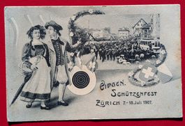 AK EIDG. SCHÜTZENFEST ZÜRICH OFFIZIELLE FESTPOSTKARTE 1907