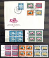 1961 Pro Patria Mineralien FDC ohne Adresse & Viererblock **