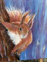 Eichhörnchen Gemälde, Original 20x20cm, Herbstdeko, Neu!