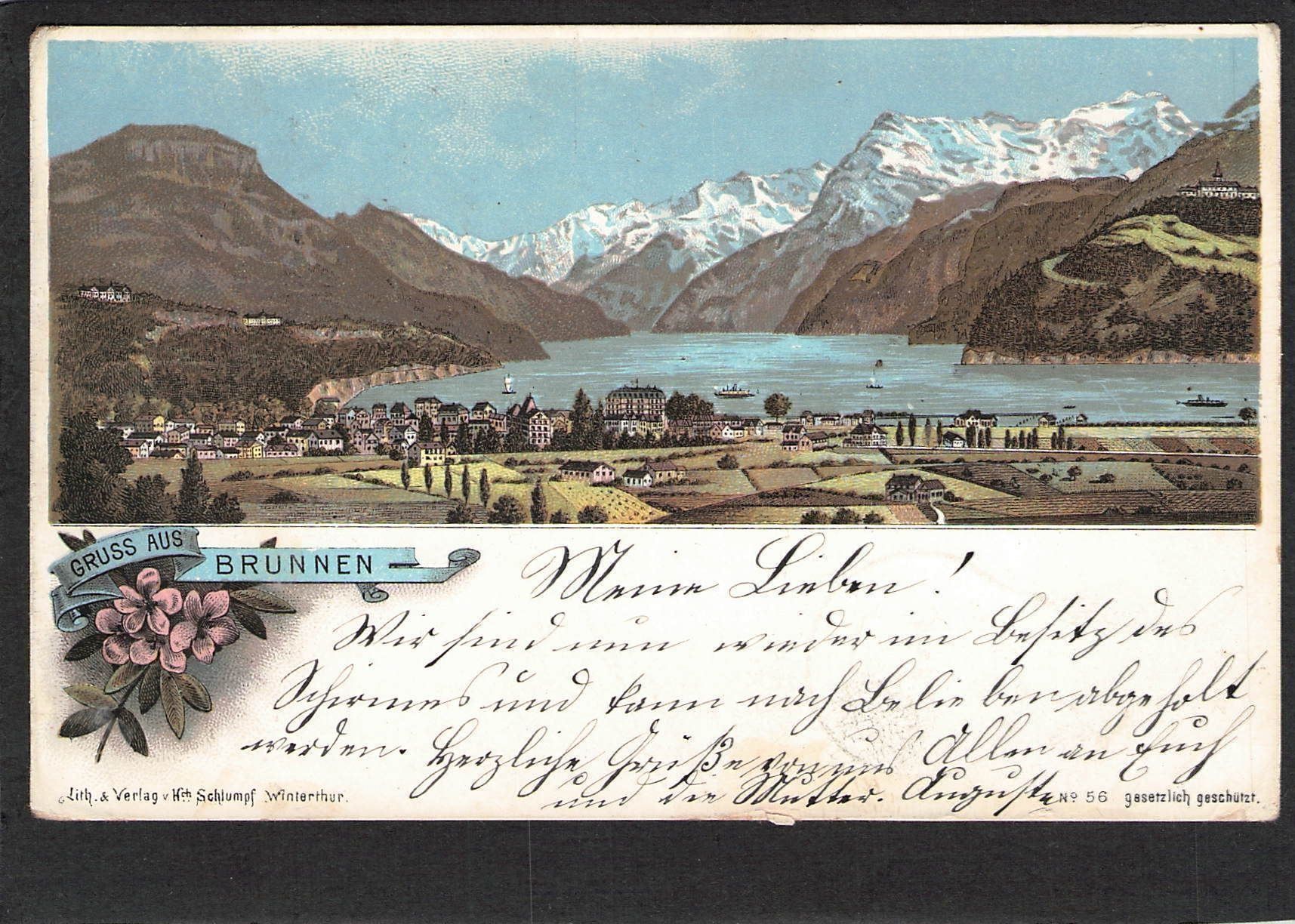 Cartoline postali: AK- SZ Gruss aus  Brunnen , 1908 – Usato da Reichenburg venduto da Pipo-67