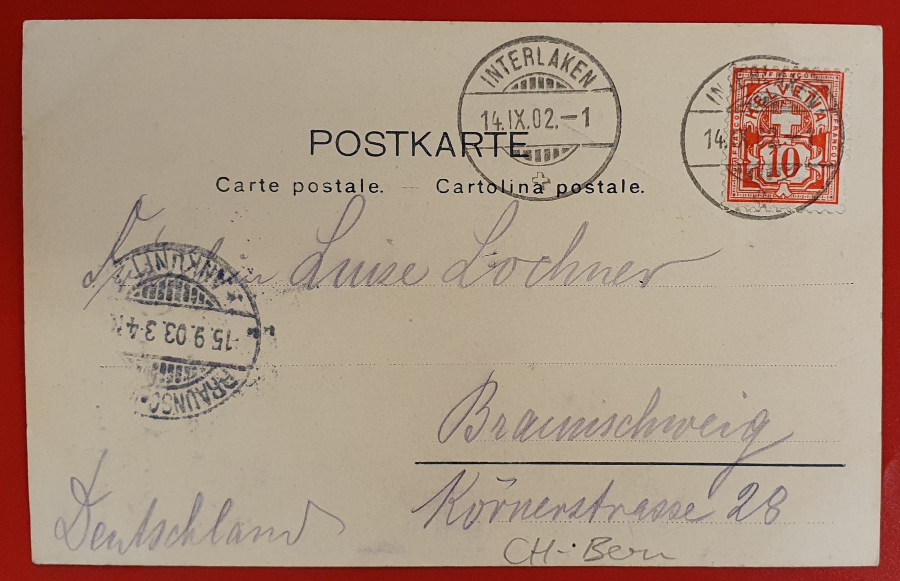 Cartoline postali: Unterseen 1903 – Usato da Kreuzlingen venduto da Rschweiz1 1