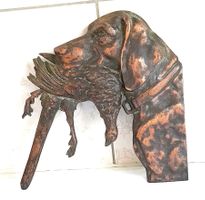 Kupferguss Bild Hund auf der Fasanen-Jagd