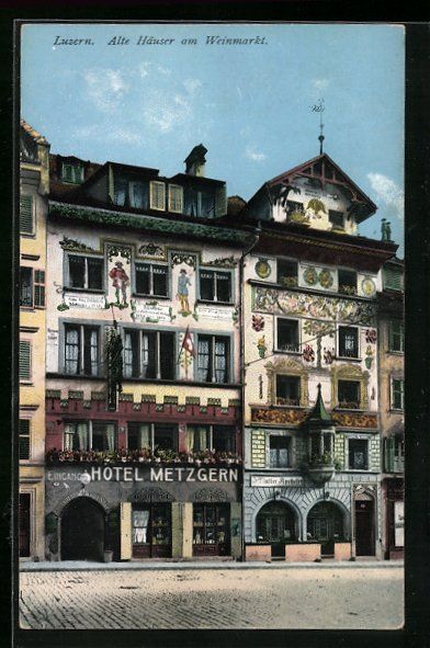Cartoline postali: AK Luzern, Alte Häuser am Weinmarkt – Usato da Berlin venduto da bartko-reher