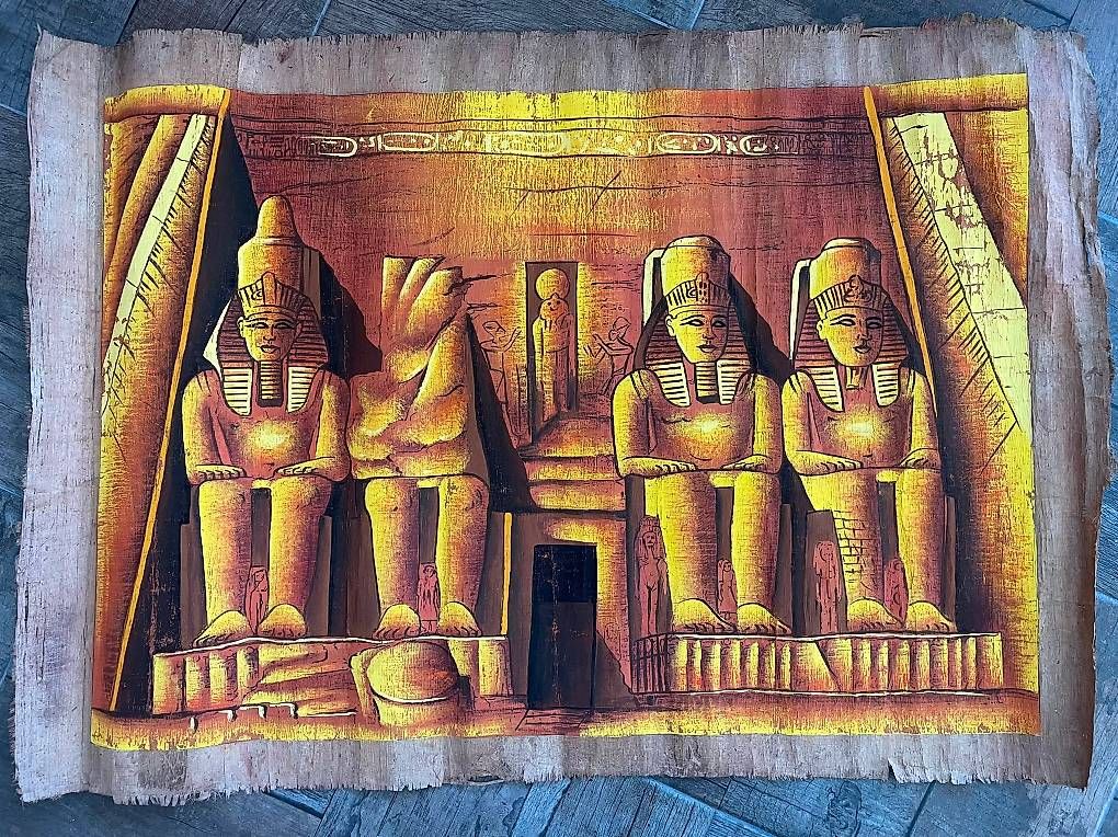 Poster & Bilder: Ägyptischen Papyrus Abu Simbel 90x50cm – Gebraucht aus Wolfhalden von Al-Masri