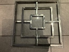 Mühlespiel aus Glas/Metall, neuwertig