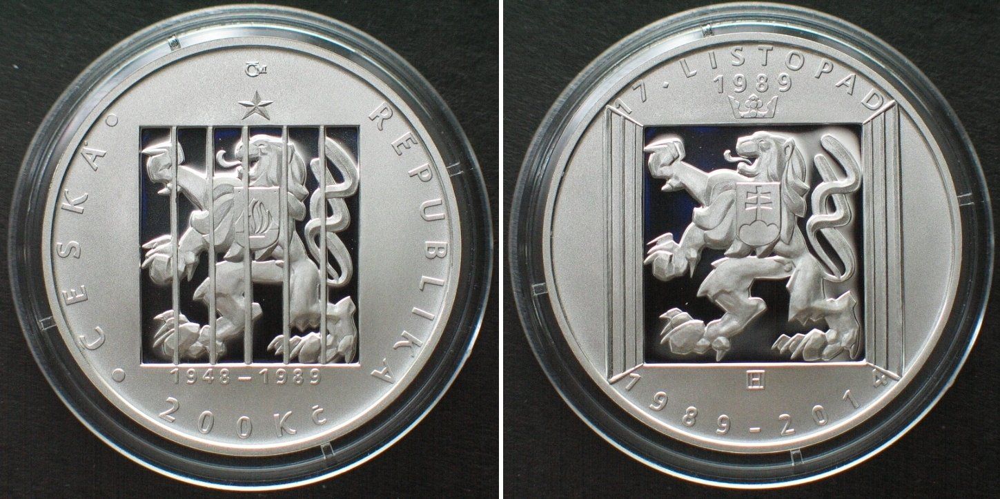 Tutti le monete: TSCHECHIEN 200 Korun 2014, Samtene Revolution, Silber PP – Usato da Riehen venduto da sesambestcoins2004