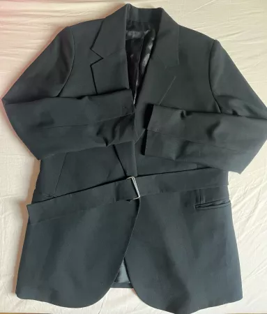 Arket Damen Blazer Jacke mit Gürtel, Schwarz, Top