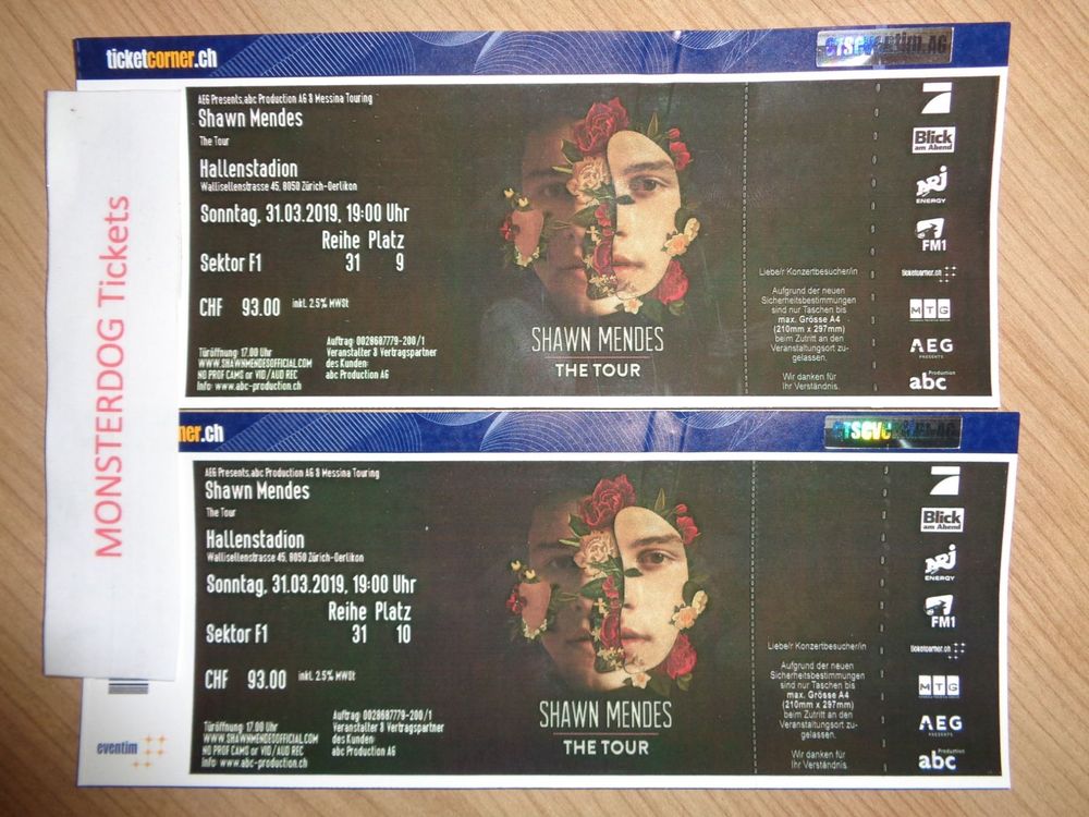 2 Tickets Shawn Mendes Ab Original Preis Kaufen auf Ricardo