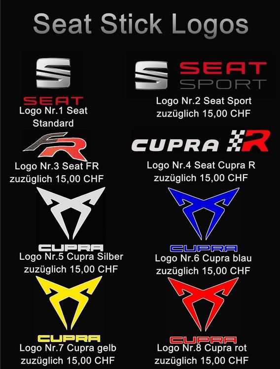 Seat Leon Cupra 100% passform Fussmatten Autoteppiche Schwarz Silber Rot Blau 