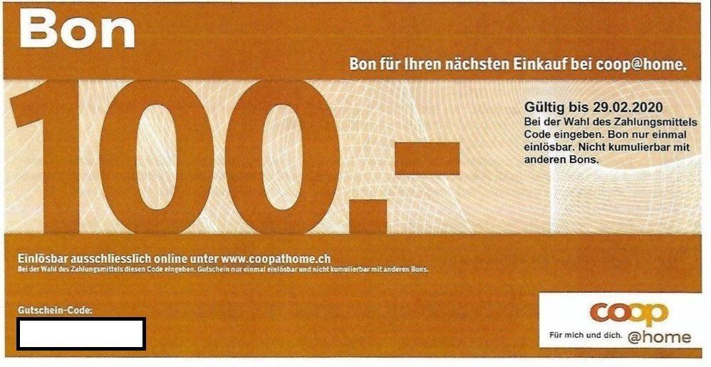 100 Franken Coop At Home Gutschein Acheter Sur Ricardoch