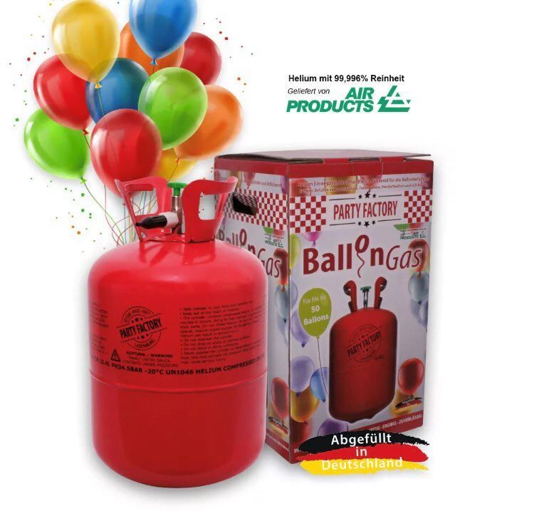Party Factory Heliumflasche mit Ballongas f/ür bis zu 20 Heliumballons oder Luftballons inkl 20 Ballons