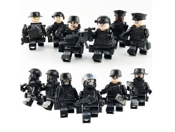 6X SWAT Polizei Minifiguren Militär Armee Soldaten Bausteine Spielzeug für Kind 