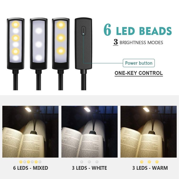 3 Helligkeit USB Wiederaufladbar Leselampe Buch OMERIL Buchlampe mit 6 LEDs 