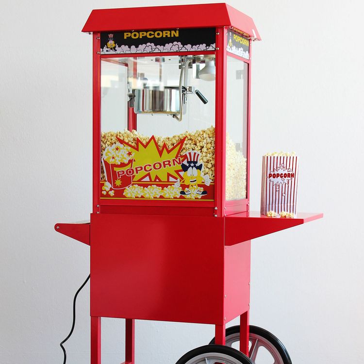 Retro Popcornmaker XXL Popcornmaschine mit Wagen Höhe 103 cm 