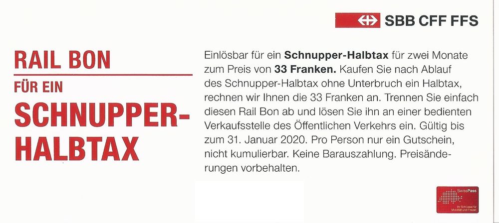 Schnupper halbtax 2018