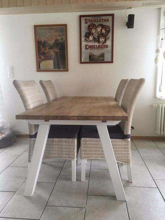 Esstisch 180 x 90 mit 6 Rattanstühle | Kaufen auf Ricardo