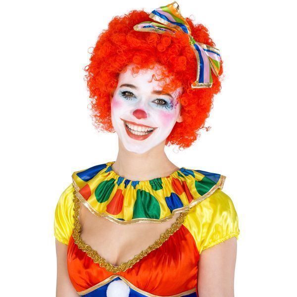 Frauenkostüm Clown Perücke Clownfrau Clownkostüm Harlekin Fasching Karneval 