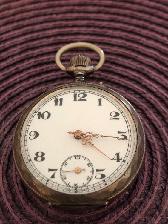 Montre De Poche En Argent - Diamètre 35mm - Occasion - Style Vintage Unisexe