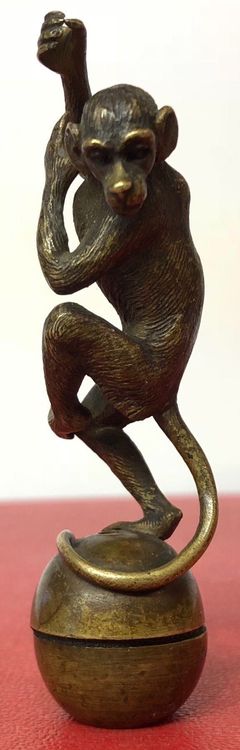 Miniatur Bronze Figur Affe Skulptur Kunst manuelle Verarbeitung selten 