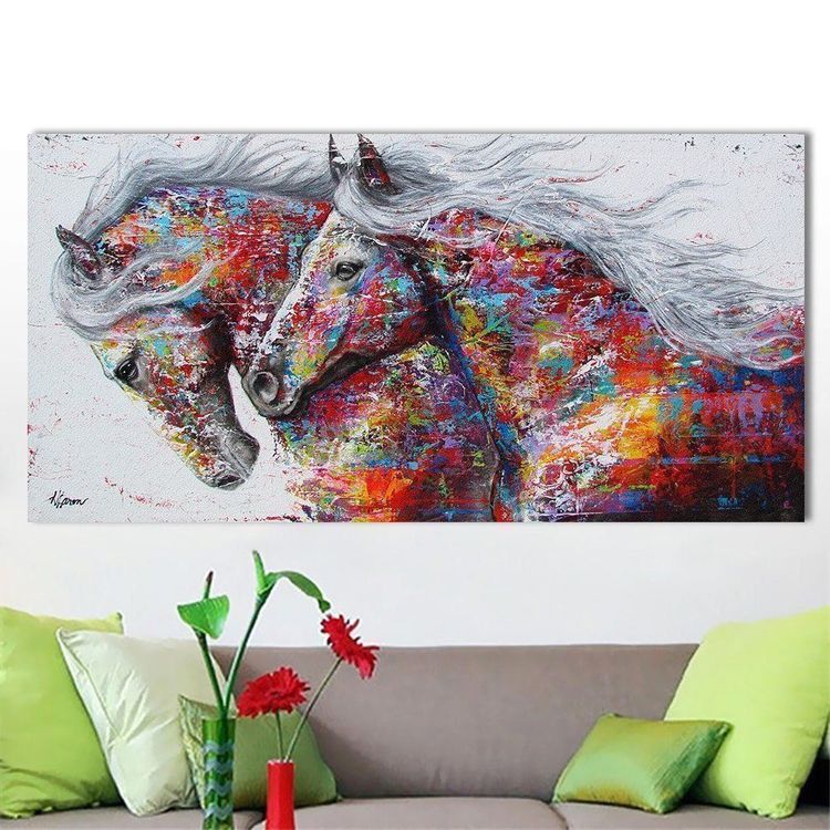 Pferde Bild Rösser Leinwand 71 x 142 cm | Kaufen auf Ricardo