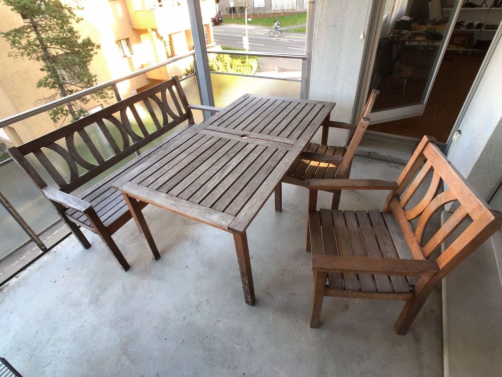 Gartentisch mit 2 Stühlen und Sitzbank | Kaufen auf Ricardo