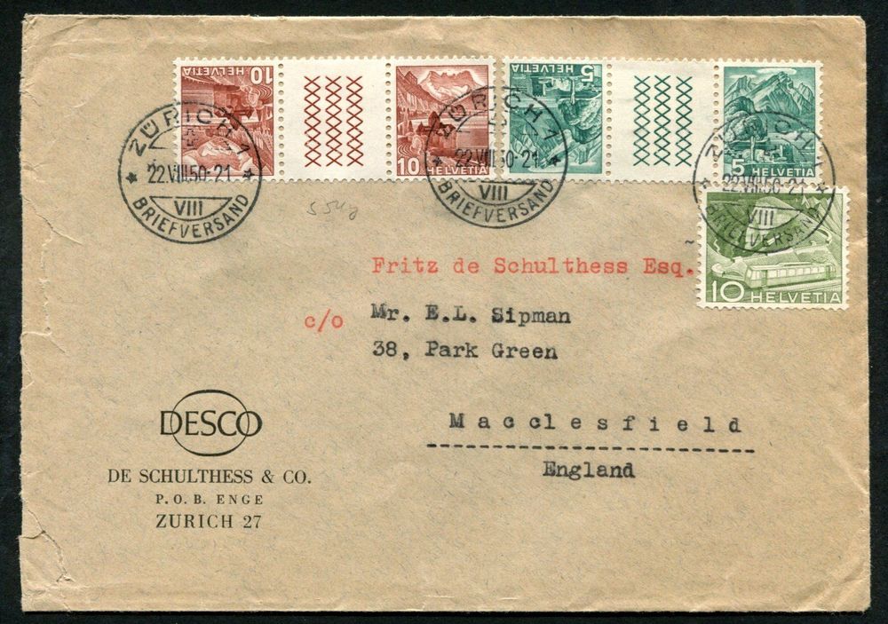 1950 FLP Brief ZH - England acheter sur Ricardo