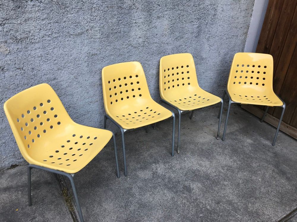 Owi Gartenstühle gelb 4 stk. 70er jahre kaufen auf Ricardo