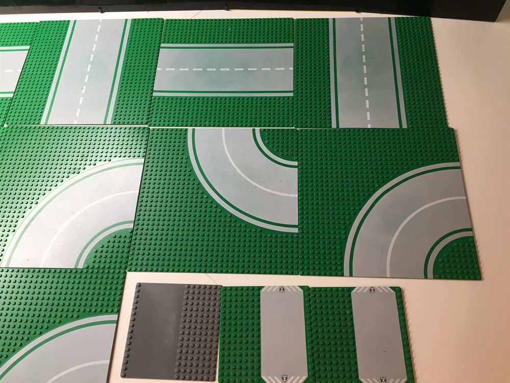 Plate green Lego® Strassenplatte Flughafen grün Kurve Gerade Kreuzung