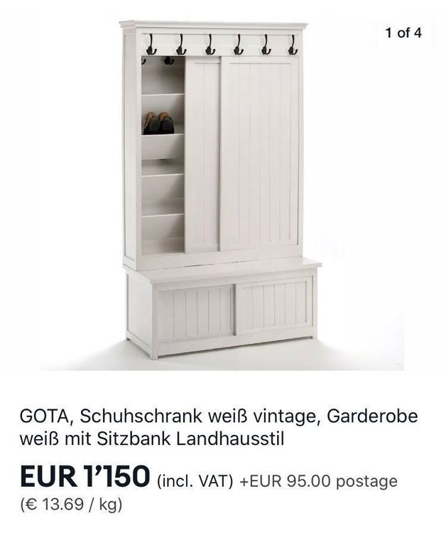 Gota Schuhschrank Weiß Vintage Garderobe Weiß Mit Sitzbank ...