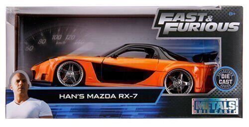 Mazda RX-7 1993 orange schwarz Fast & Furious Han Modellauto 1:24 Jada Toys