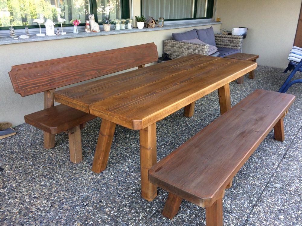 Massiver Holztisch 200cm x 80cm mit Bank | Kaufen auf Ricardo
