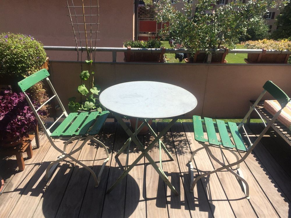 Gartentisch metall, rund + 2 Stühle | Kaufen auf Ricardo