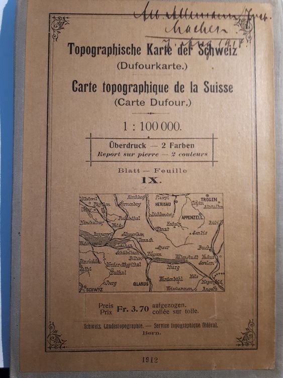 Topographische Karte Blatt IX 1912 | Kaufen auf Ricardo