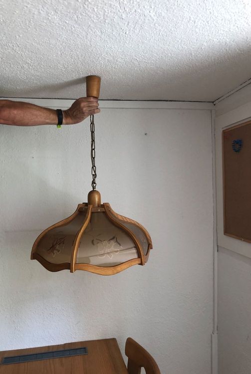 Lampe aus Holz im Landhausstil mit Glas | Acheter sur Ricardo