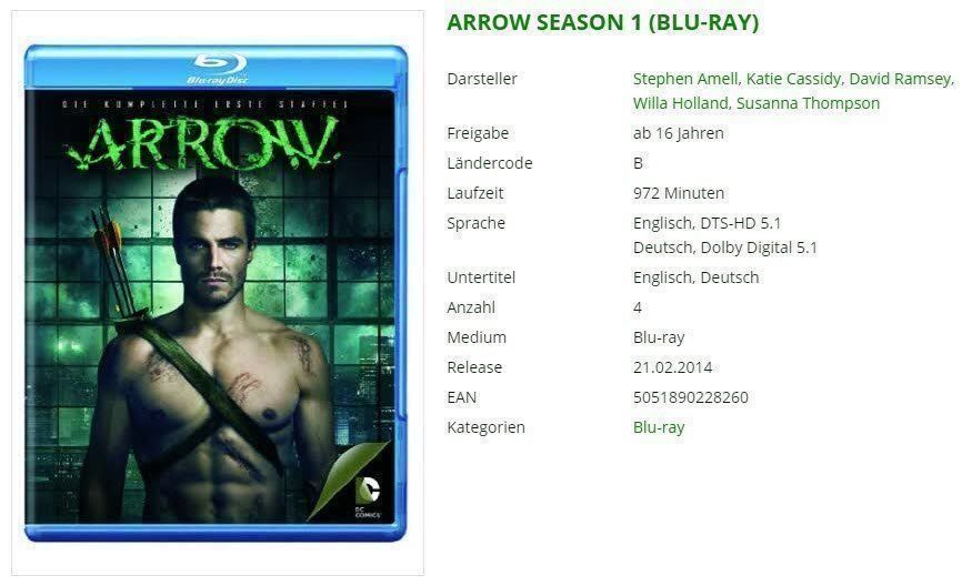 arrow season 1 bluray