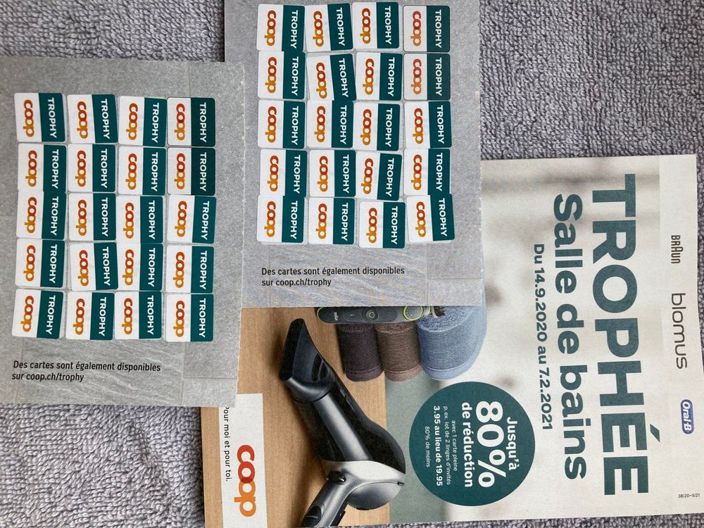 2 cartes coop trophee salle de bain acheter sur ricardo