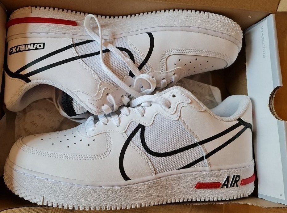 nike air force 1 react white red black