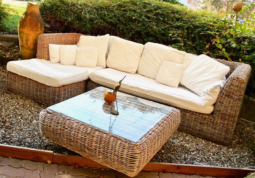 bed sun lounge sofa rattan garden setting