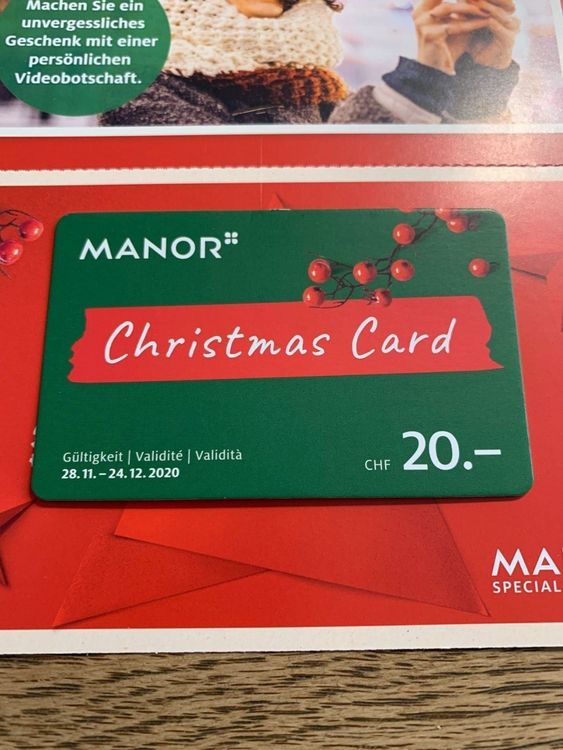 Manor Geschenk Karte Gutschein 20 CHF | Acheter sur Ricardo