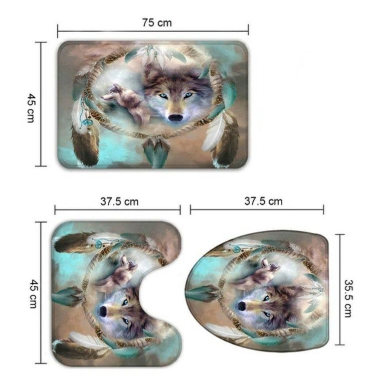 Badezimmerset 3 teilig Wölfe | Kaufen auf Ricardo