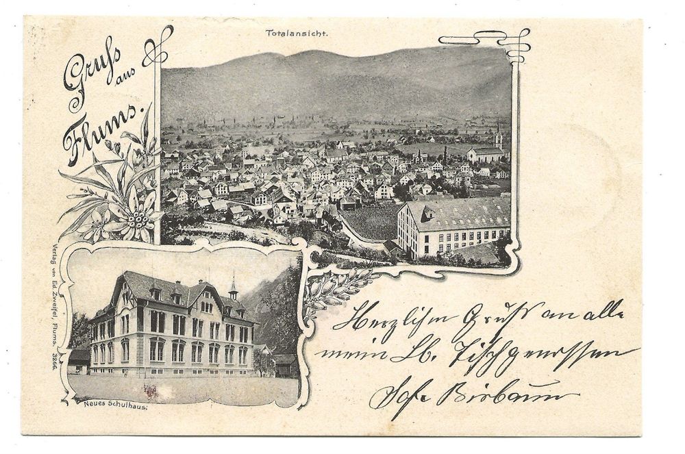 Gruss aus Flums (SG) Jugendstil-Karte | Comprare su Ricardo
