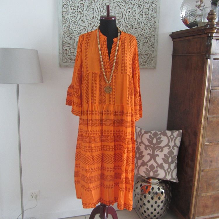 Ibiza Style trendy Maxi-Kleid orange L | Acheter sur Ricardo