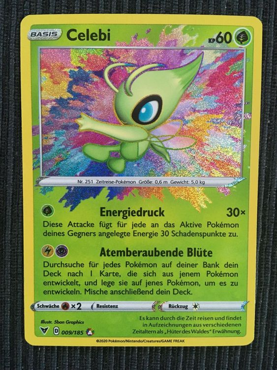 Pokemon Karte Celebi Amazing Rare Farbenschock 009/185 Deutsch Sammlung 
