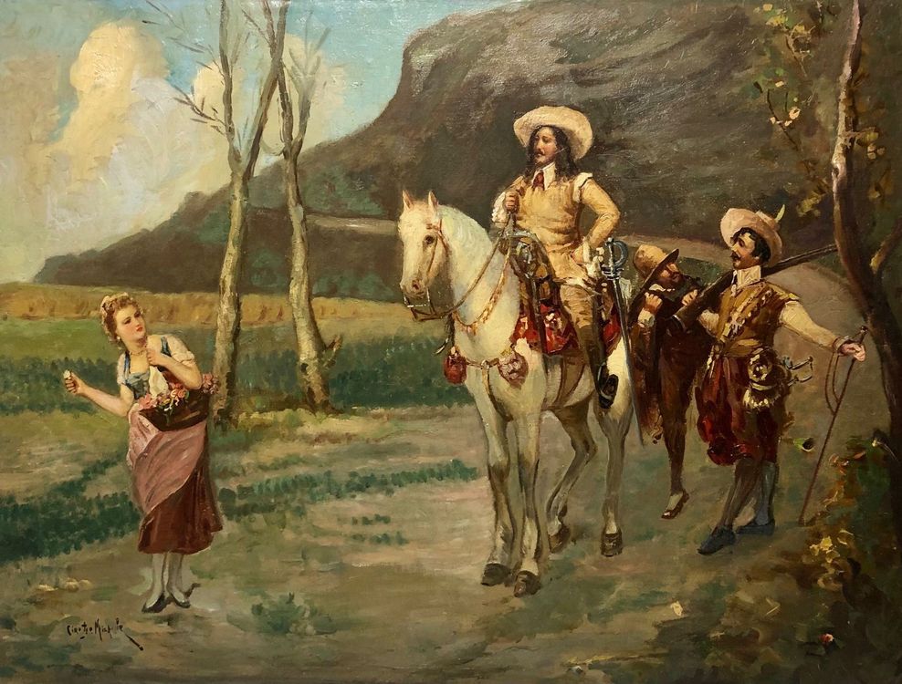 Gemälde mit Reiter auf dem Pferd Sign. | Kaufen auf Ricardo