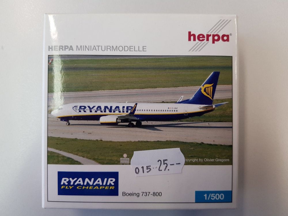 HERPA 609395 AVION Boeing B737-800 Compagnie Ryanair 1:200 Snap-Fit EUR