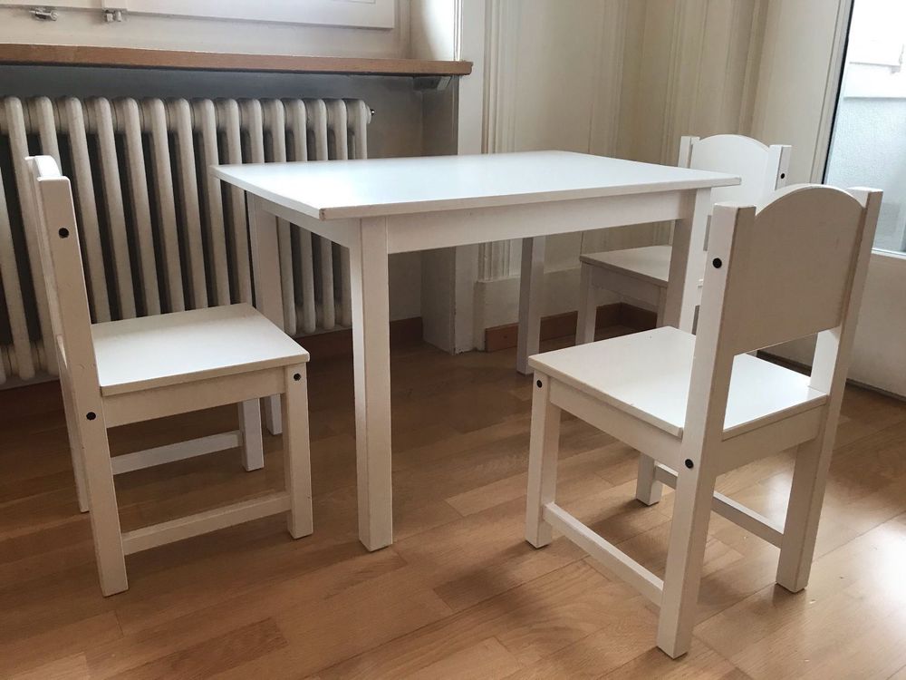 Kindertisch mit 3 St hlen weiss von Ikea  Kaufen auf Ricardo
