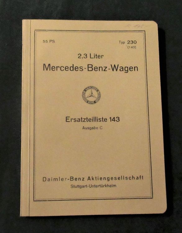 Mercedes Benz 230 1938 Ersatzteilliste Ersatzteilkatalog | Kaufen auf