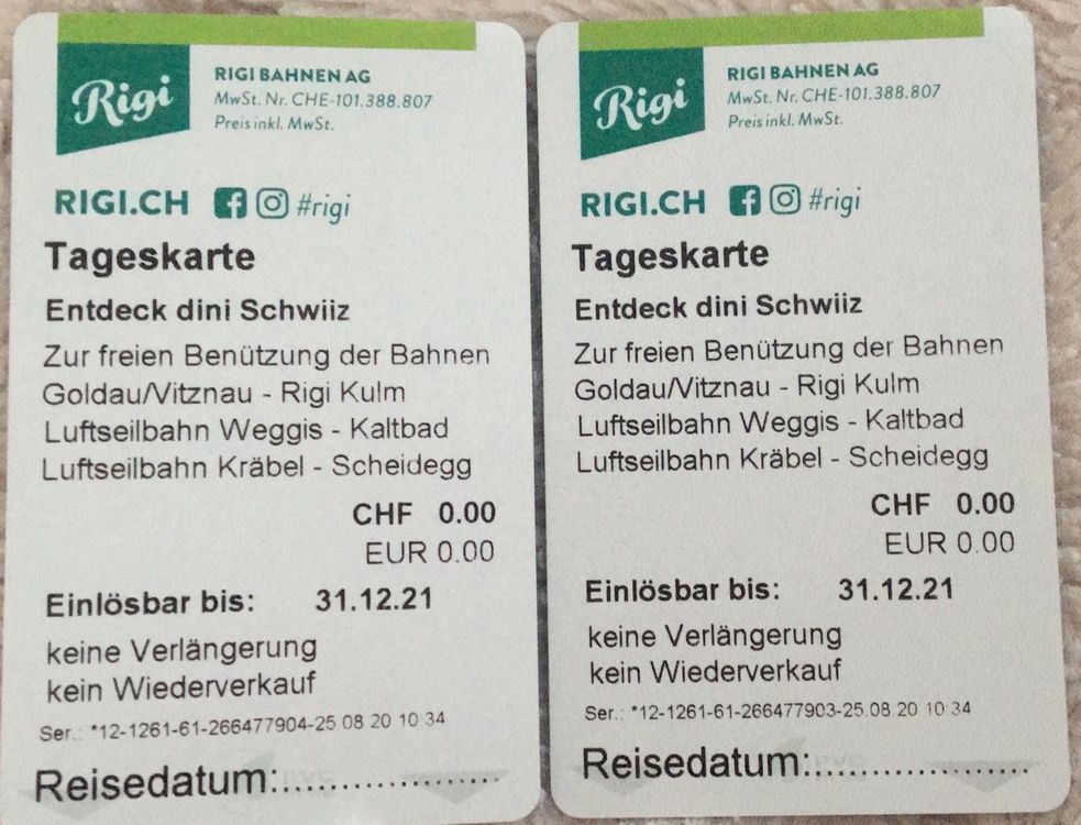 2 Rigi Tageskarten | Kaufen auf Ricardo