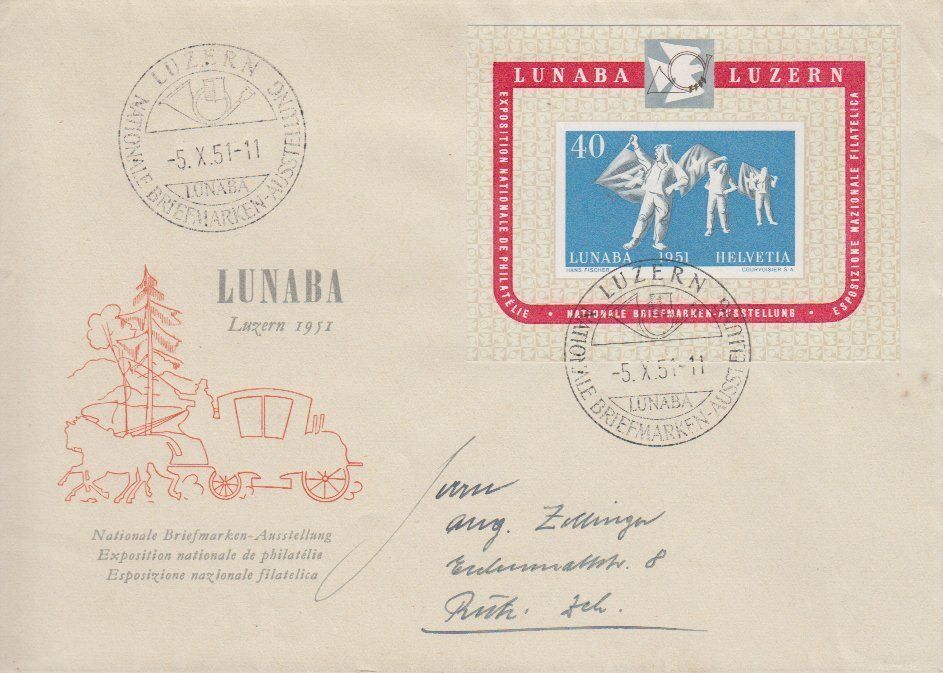 Block LUNABA 1951 auf Brief 1