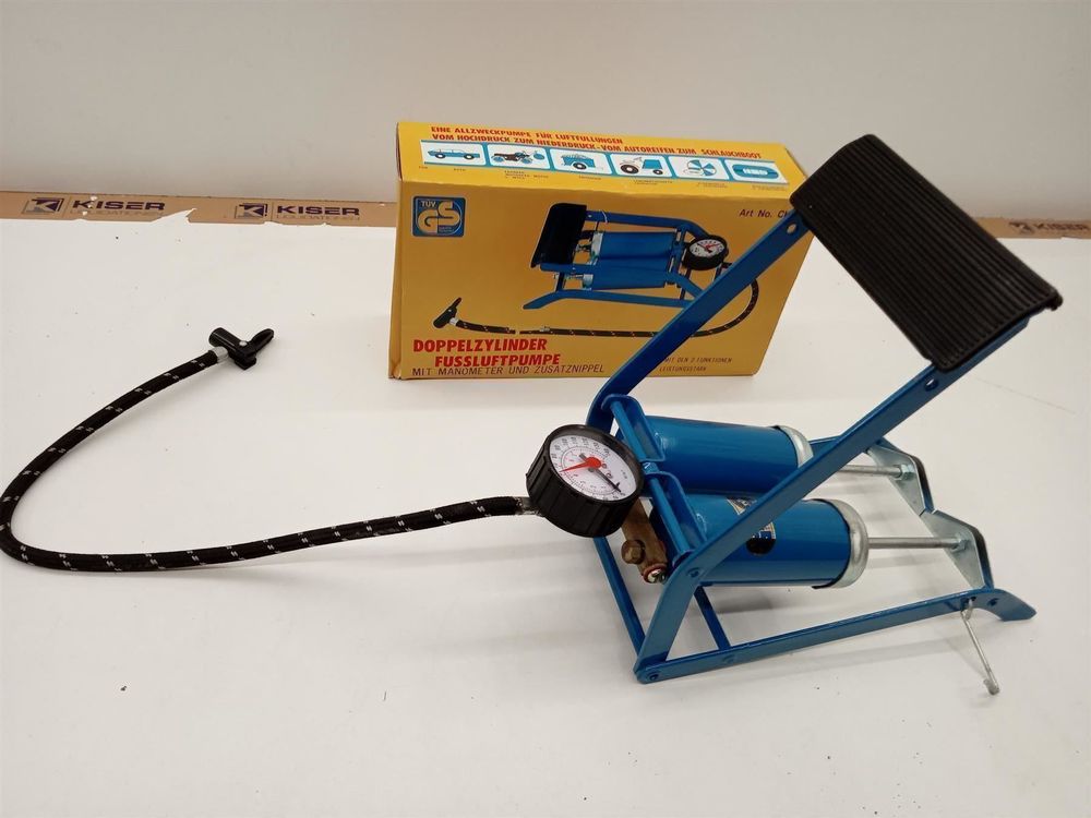 HEYNER® Fußluftpumpe 10bar PedalPower PRO Ideal Für Fahrrad, Auto, Motorrad